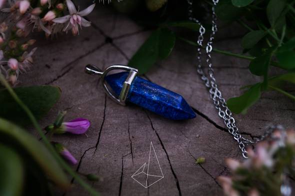 Foxfire Stones - Stainless Steel Chain - Stone Of Wisdome Lapis Lazuli Healing Stone Necklace