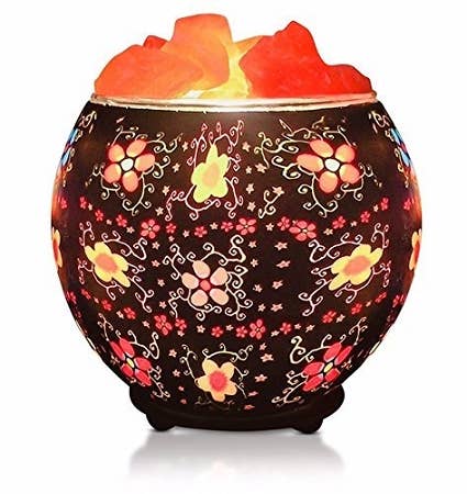 Himalayan CrystalLitez & EssentialLitez - Batik Flowers Salt Lamp Diffuser With Ul Listed Dimmer Cord