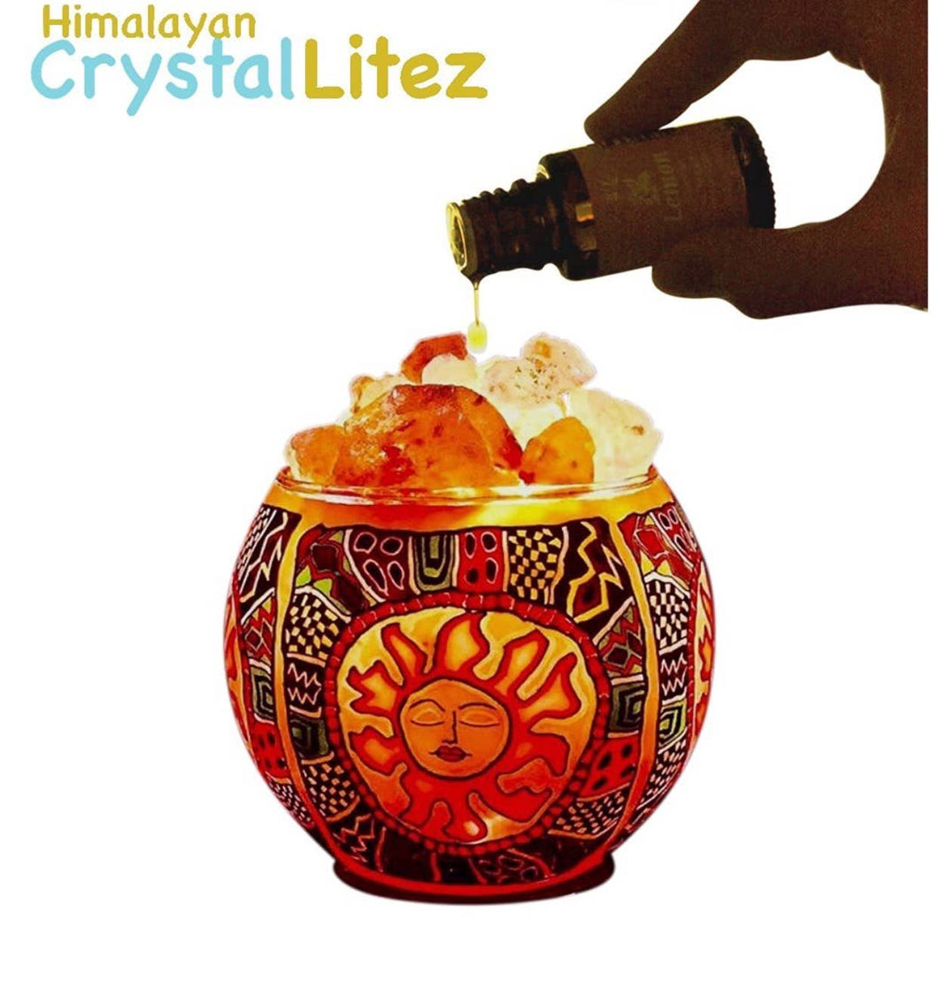 Himalayan CrystalLitez & EssentialLitez - Tribal Sun Salt Lamp Diffuser With  UL  Listed Dimmer Cord
