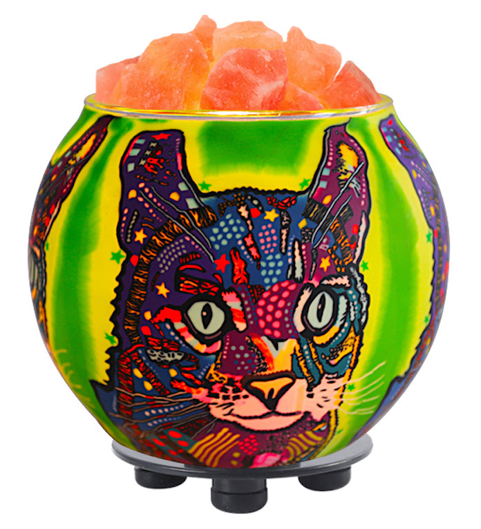 Himalayan CrystalLitez - Boho Cat Salt Lamp Diffuser with UL Listed Dimmer Cord