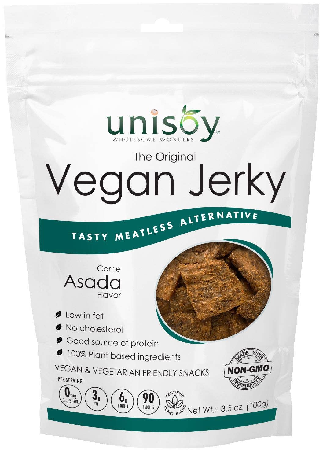 Unisoy Vegan Jerky - 3.5 oz Carne Asada Plant-Based Jerky