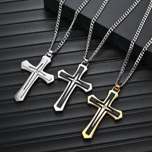 Trendy Titanium Steel Men's Stainless Cross Necklace Pendant