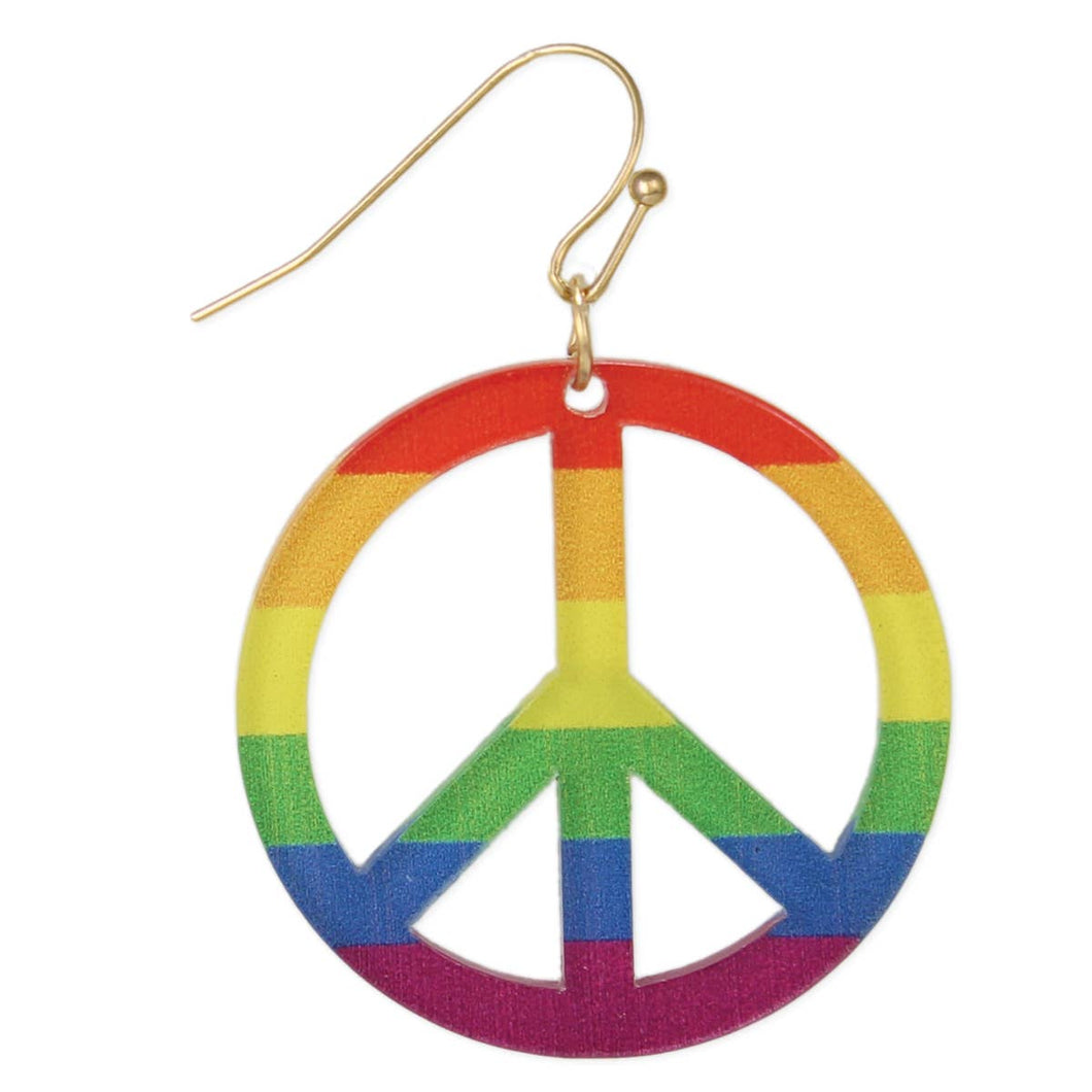 Peace and Love Rainbow Stripe Earring