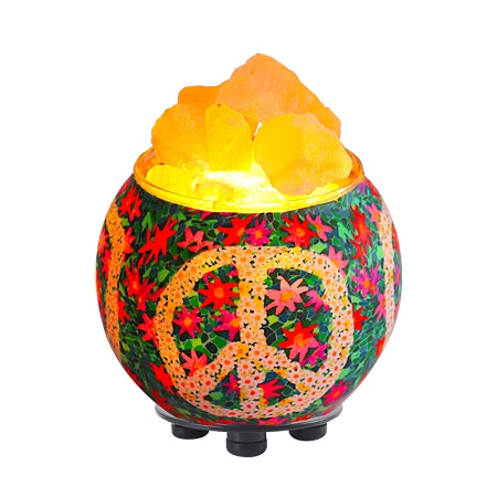 Himalayan CrystalLitez - Floral Peace Sign Salt Lamp Diffuser w UL Listed Dimmer Cord