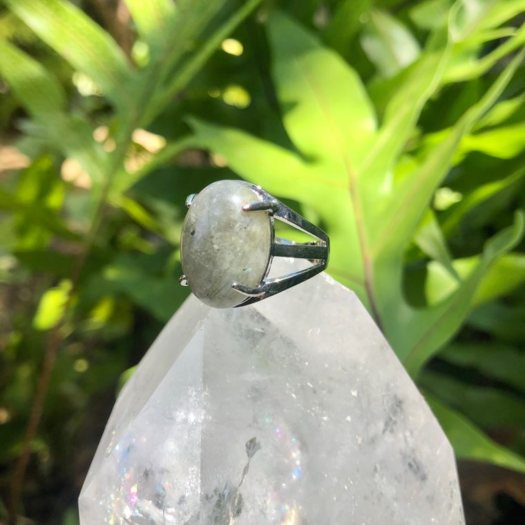 Labradorite Round Gemstone Adjustable Ring